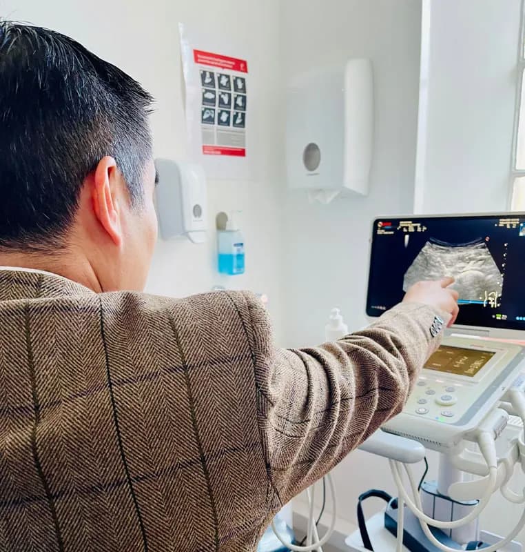 Professor Paul Lee carrying out an ultrasound scan